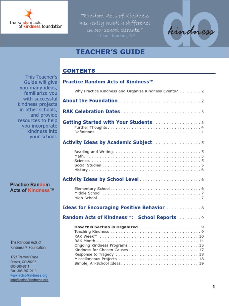 Teacher's Guide For Teaching Kindness | PDF | Web Page | Community