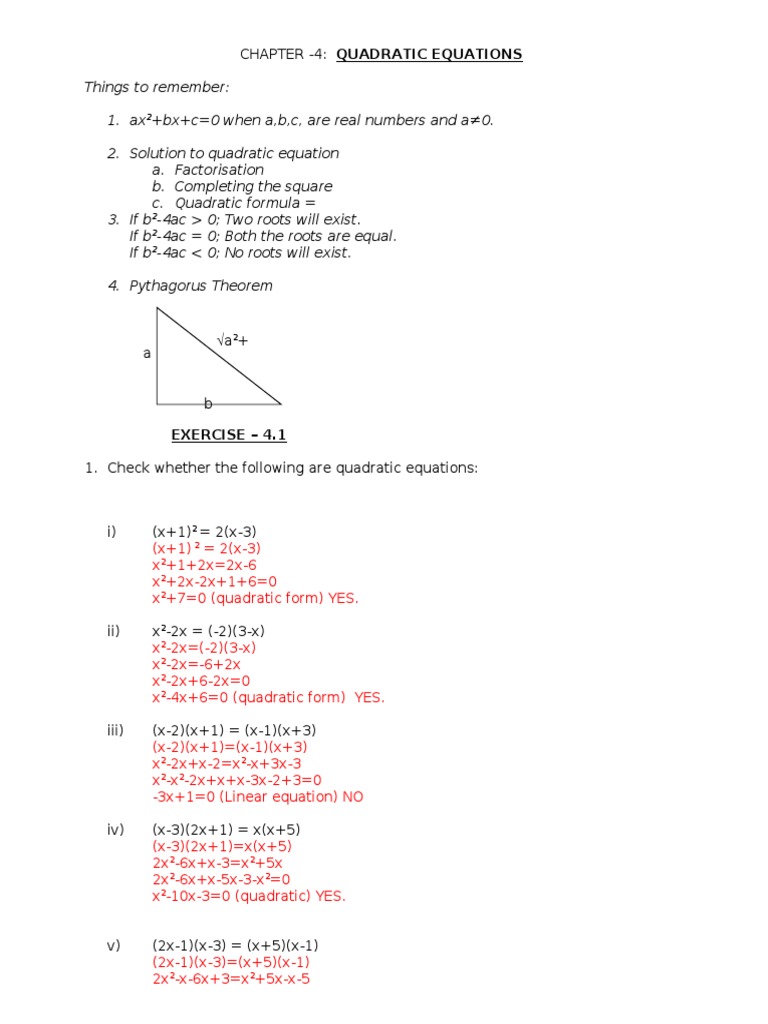 Quadratic Equations Pdf Quadratic Equation Elementary Mathematics