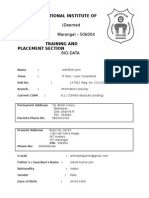 (Deemed University) Warangal - 506004 (A.P.) Training and Bio-Data