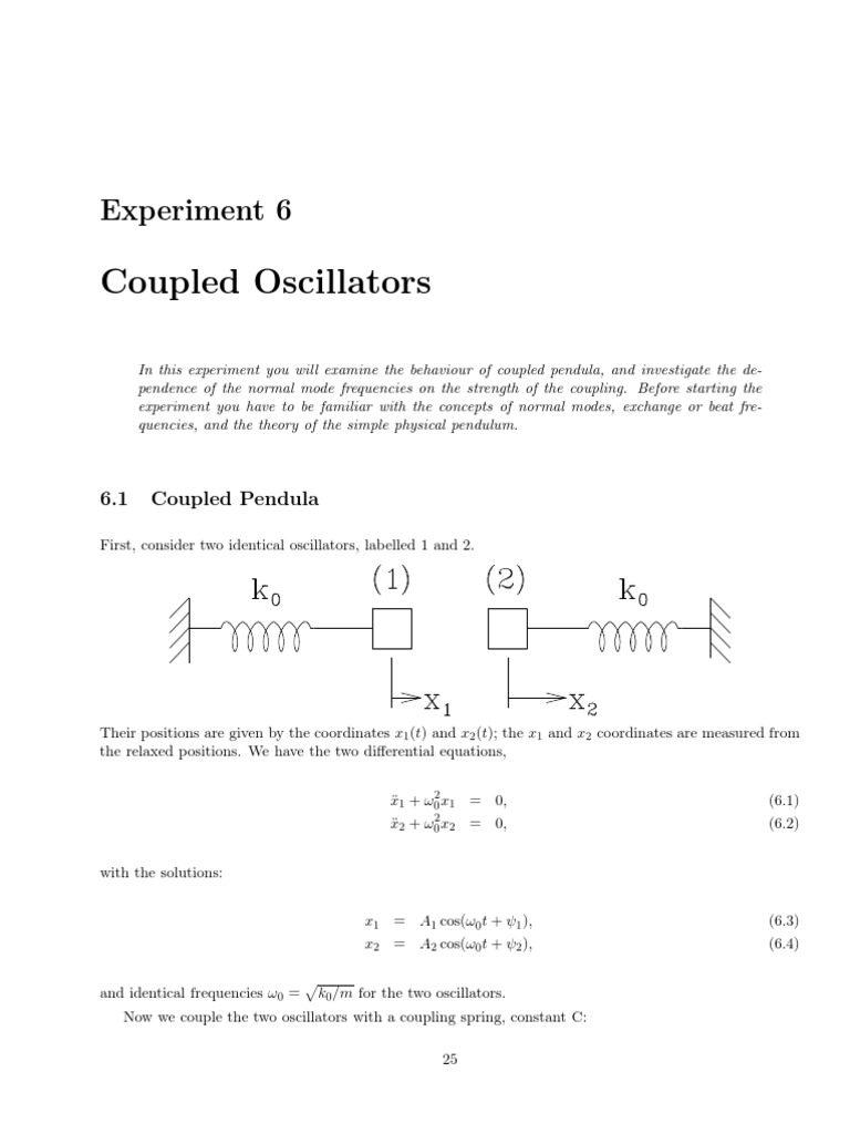 Coupled Oscillator Experiment Overview | PDF | Rotation Around A Fixed ...