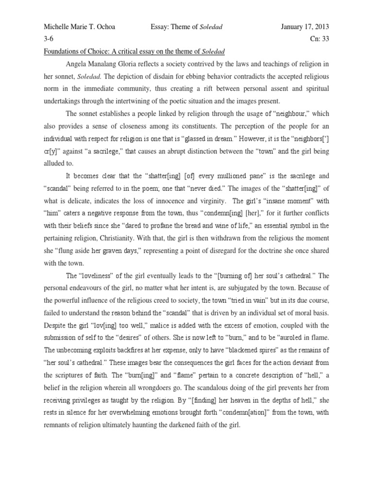 Soledad Character Analysis