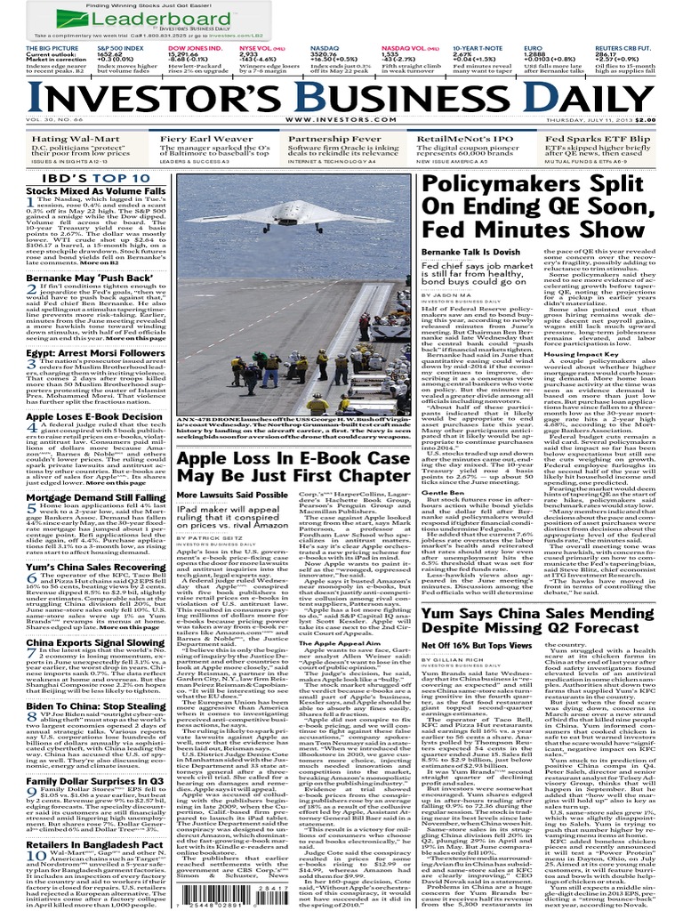 I BD 20130711 | PDF | Economy (General) | Investing