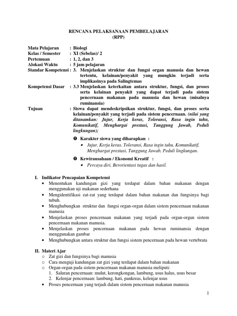Rpp Berkarakter Biologi Sma Xi 21