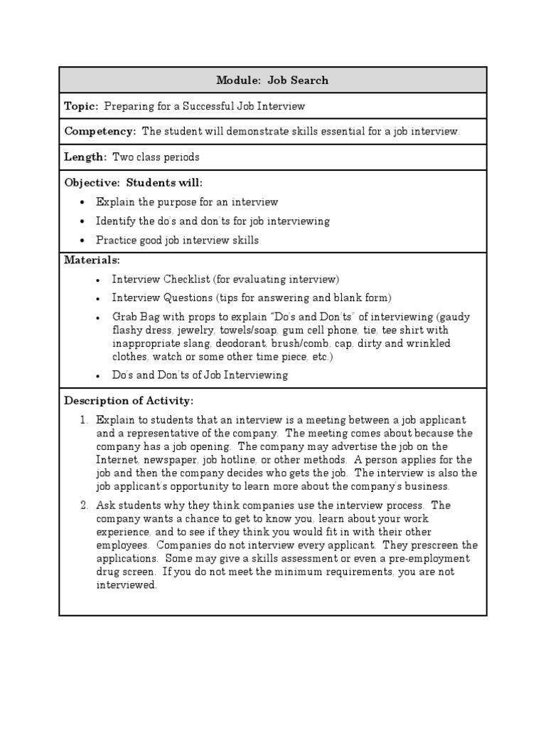 Successful Job Interview | PDF