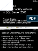 T-SQL Enhancements With SQL Server 2008 - Praveen Srivatsav