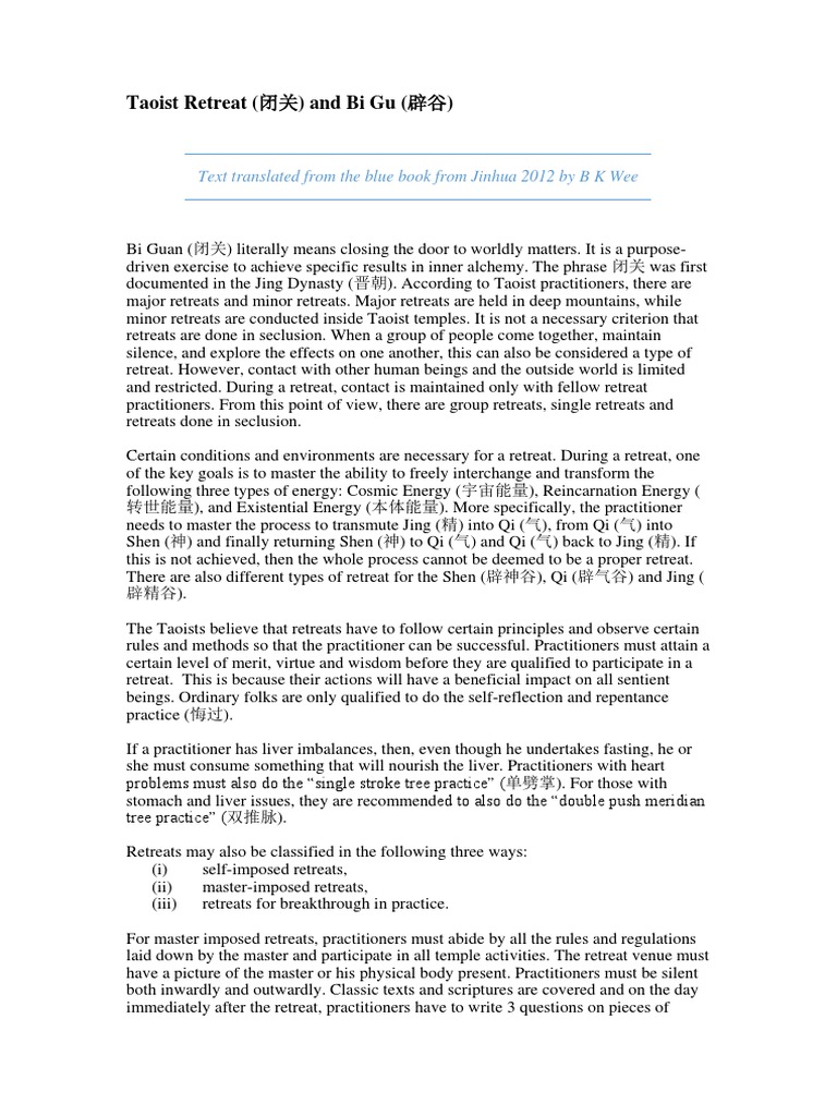 Taoist Retreat and Fasting | PDF | Qi | Vegetarianism