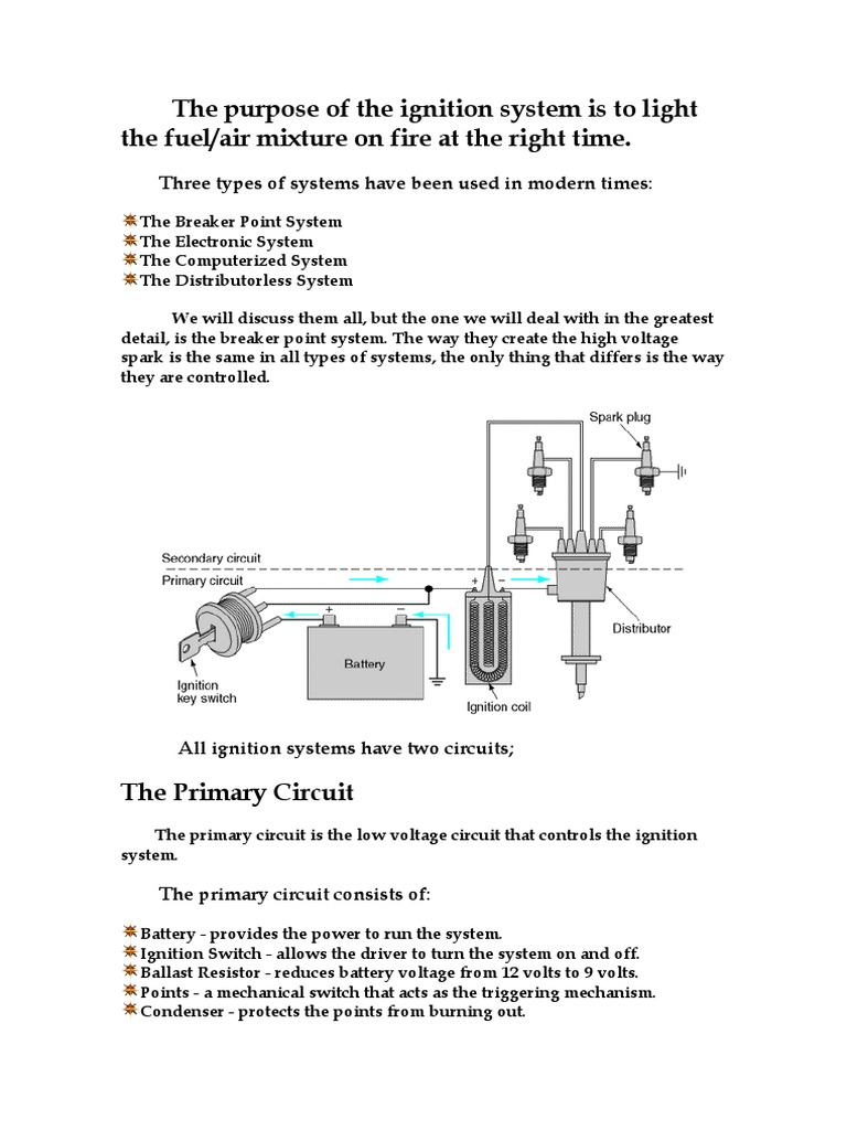 The Purpose of the Ignition System is to Light the Fuel Ignition
