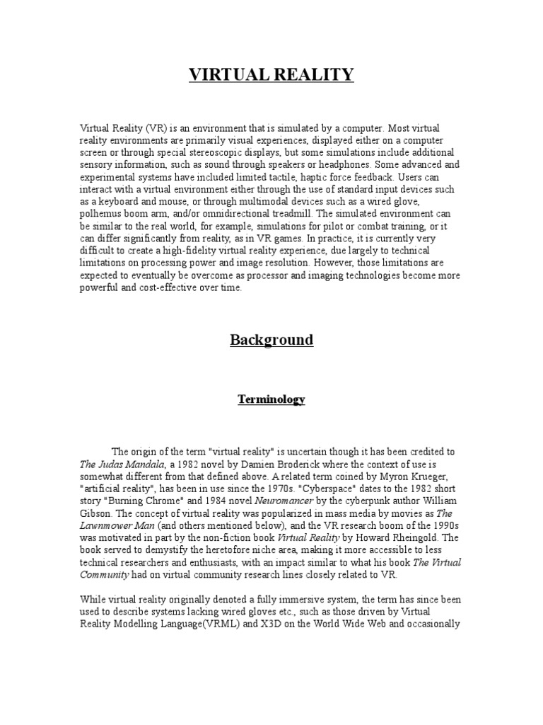 Virtual Reality Report Virtual Reality Stereoscopy