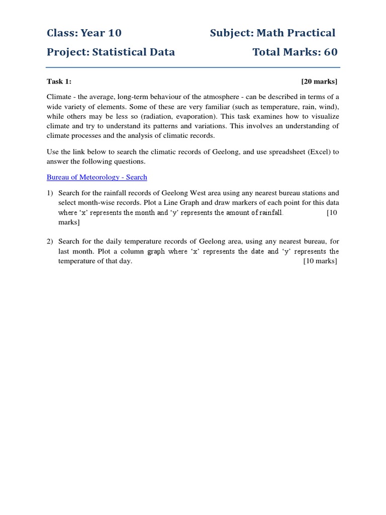 Year 10 Math Project: Statistical Data Analysis | PDF