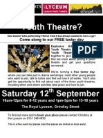 Flyer for Youth Theatres Taster Day- Sept 09