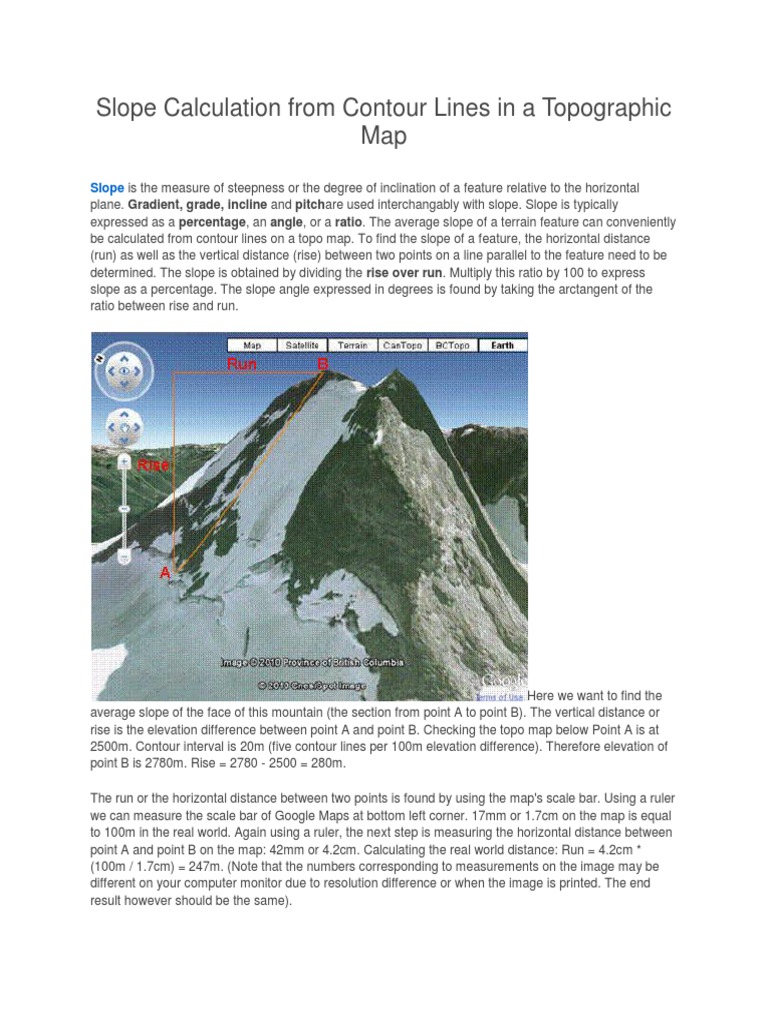 Calculating Slope on Topographic Maps | PDF | Slope | Distance
