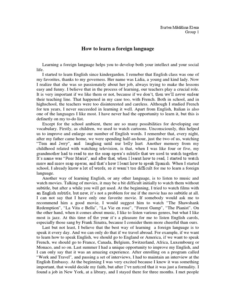 Learning A Foreign Language | PDF | Foreign Language | English Language