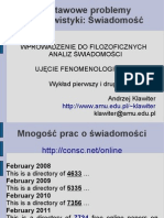 Klawiter, Podstawowe problemy kognitywistyki - świadomość (wyklad1-2-sw-2012)