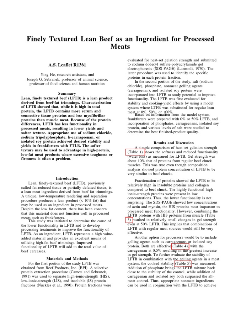Enhancing Functionality of LFTB | PDF | Beef | Gelatin