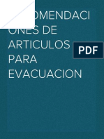 Recomendaciones de Articulos para Evacuacion