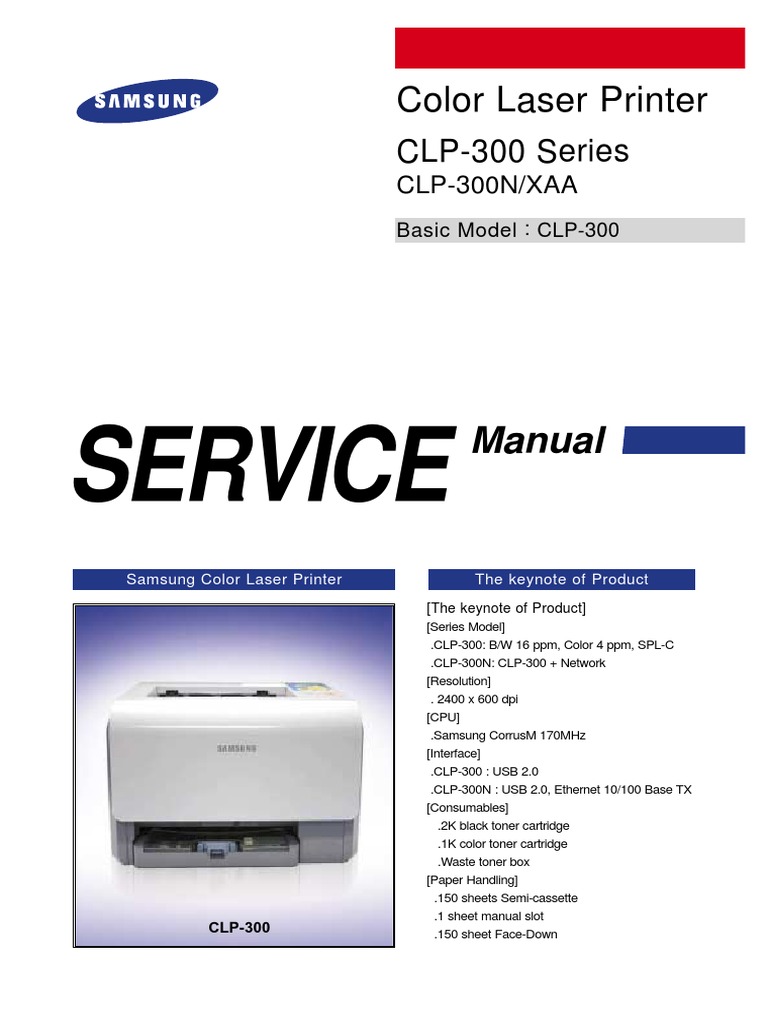 Samsung CLP 300 Series Service Manual | PDF | Electrostatic.