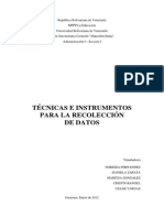 Tecnicas e Instrumentos Para La Recoleccion de Datos