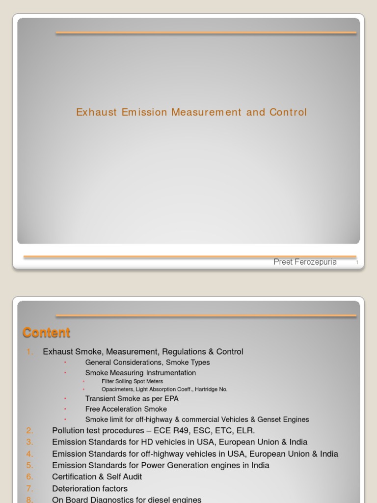 Exhaust Emission Measurement and Control | PDF | Exhaust Gas | Emission ...