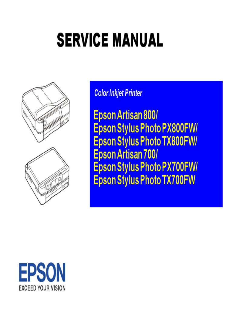 Epson Color Inkjet Printer Artisan 800, Stylus Photo PX800FW, Stylus Photo  TX800FW, Artisan
