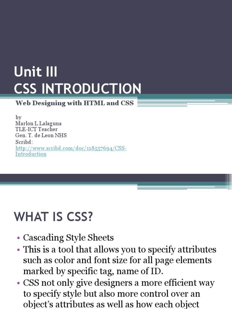 Unit III - Introduction To CSS | PDF | Cascading Style Sheets | Html ...