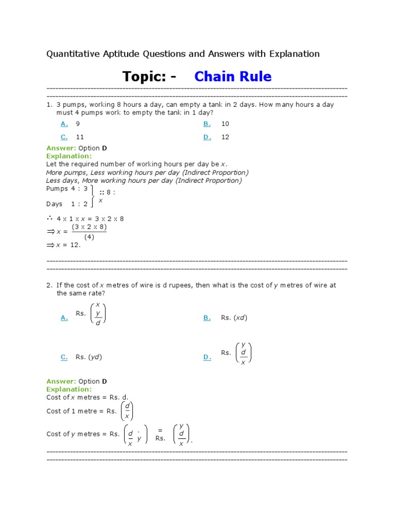 Quantitative Aptitude - Chain Rule | PDF | Weaving | Loom