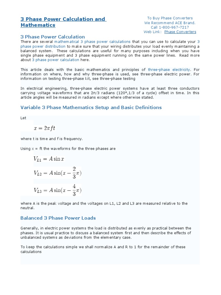 3 Phase Power Calculation Guide | PDF | Force | Nikola Tesla