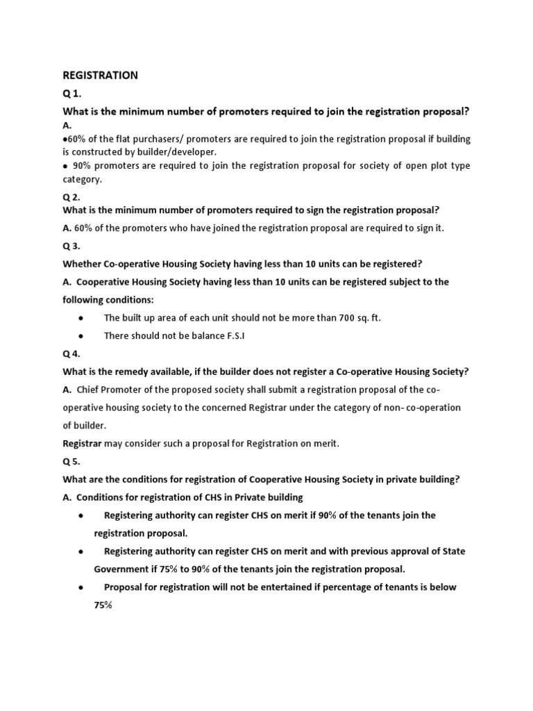 SRA Registration Guidelines for Housing Societies | PDF | Insurance ...