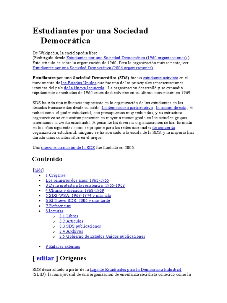 Estudiantes Por Una Sociedad Democrática PDF Unión Europea