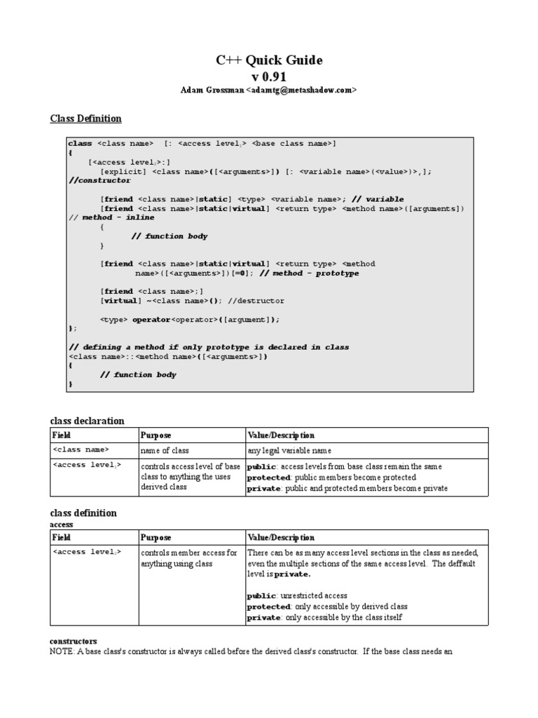 C++ Class Definition and Usage Guide | PDF | Constructor (Object ...