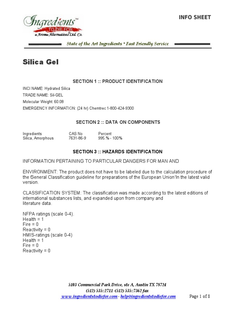 Silica Gel Msds TDF 2 PDF
