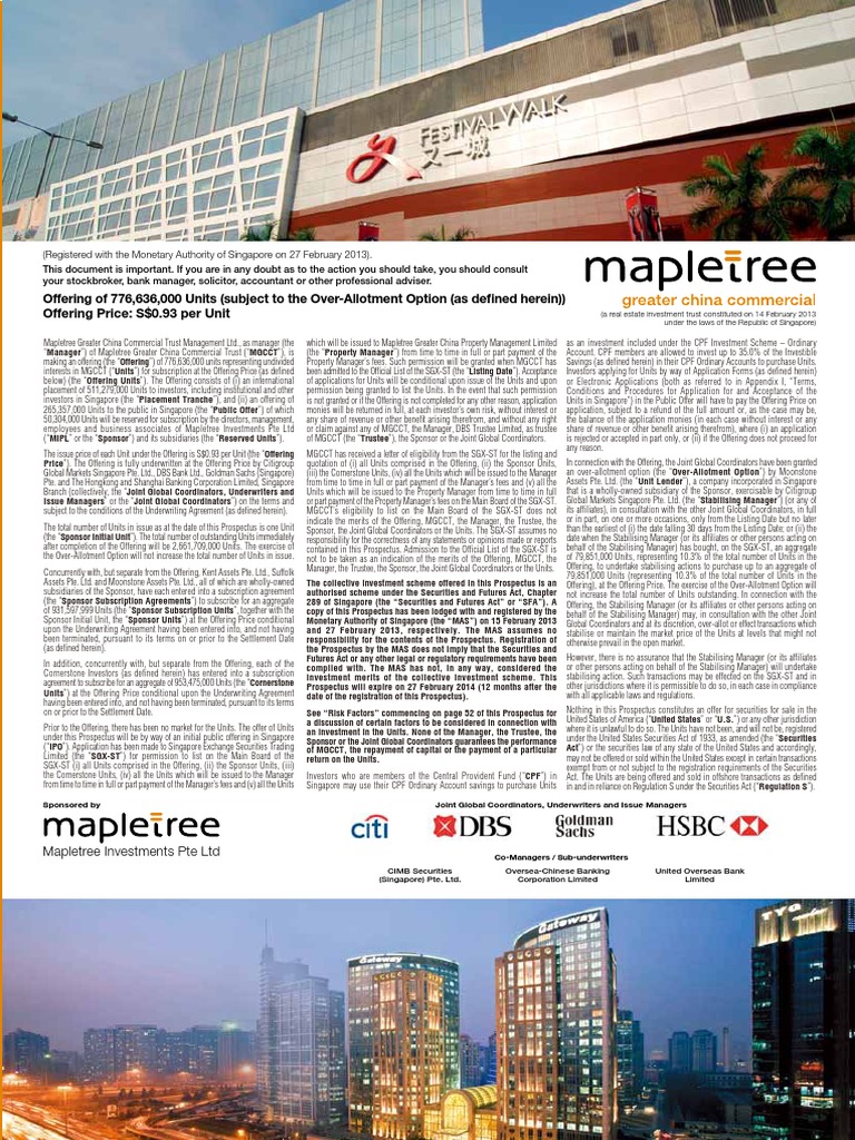 MGCCT Prospectus | PDF | Real Estate Investment Trust | Securities Act Of  1933