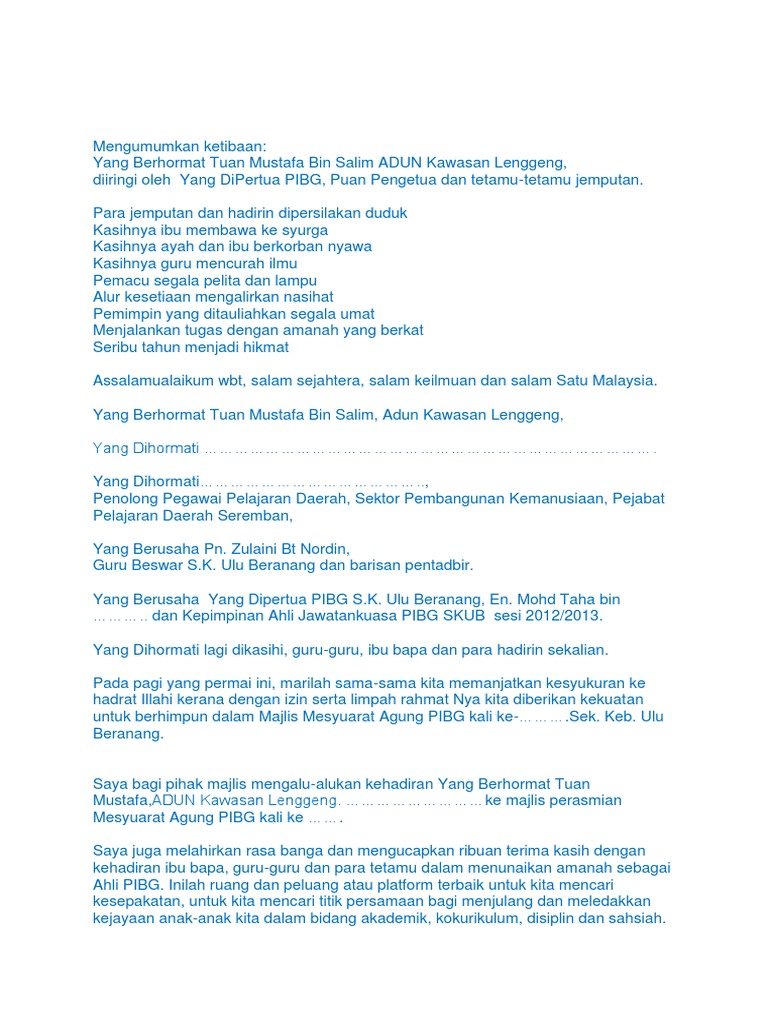Teks Ucapan Mc 1 Pdf