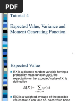 Tutorial 4 Expected Value, Variance and Moment Generating Function