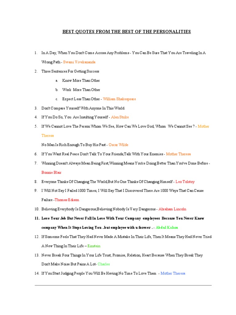 Inspiring Quotes from Great Thinkers | PDF