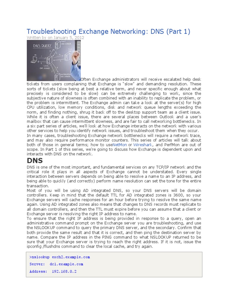 Exchange DNS Troubleshooting Guide | PDF | Active Directory | Domain ...