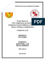Project Report On Npas: Implications and Solutions Submitted in Partial Fulfillment of Degree of Masters of Business Administration Company Law
