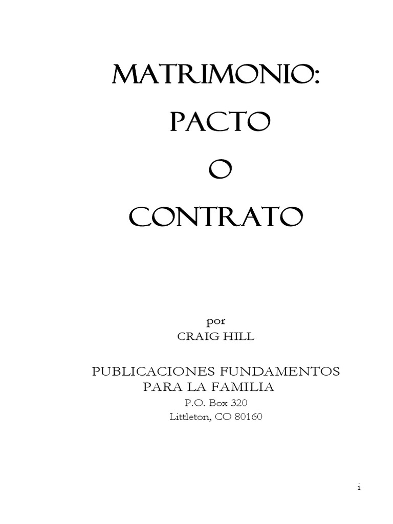 Matrimonio, Pacto o Contrato-Craig Hill | Divorcio | Matrimonio