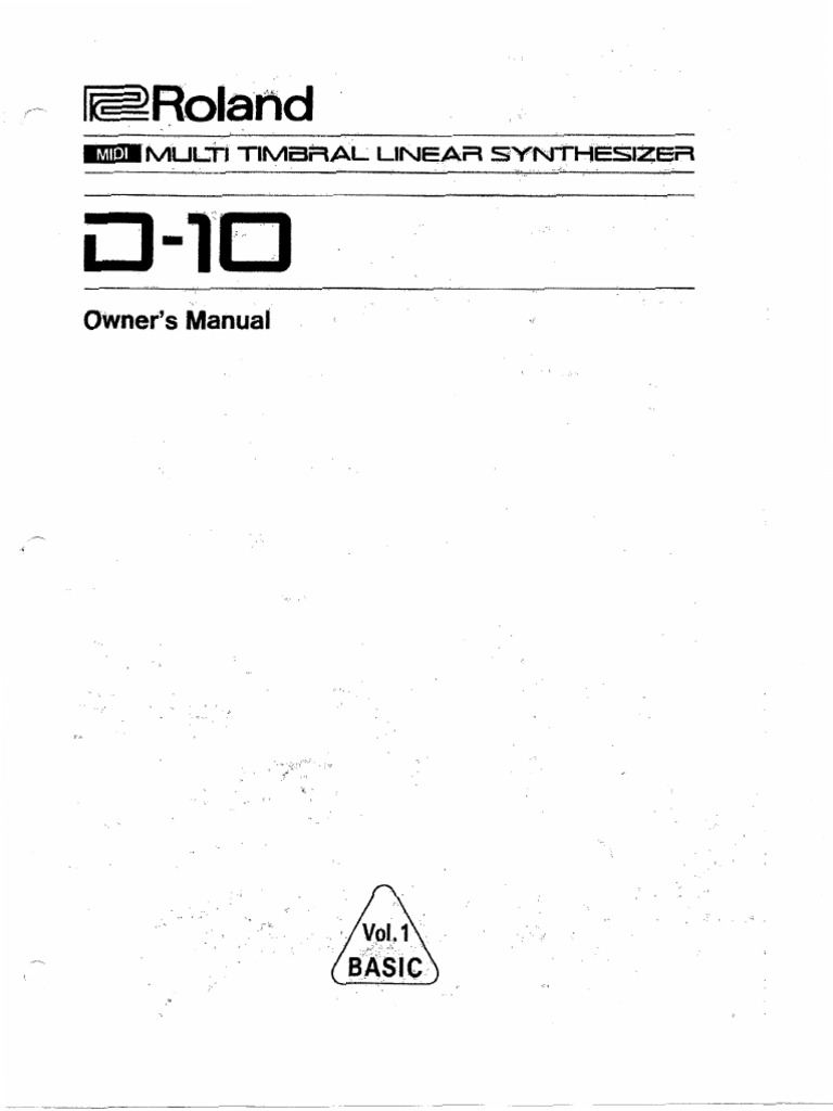 Roland D-10 Owners Manual Vol 1 BASIC Searchable | Synthesizer | Random