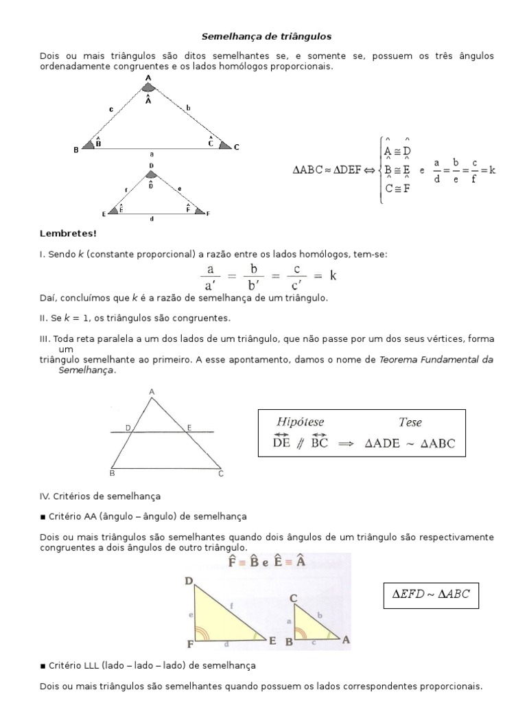 Geometria Plana: Semelhança de Triângulos