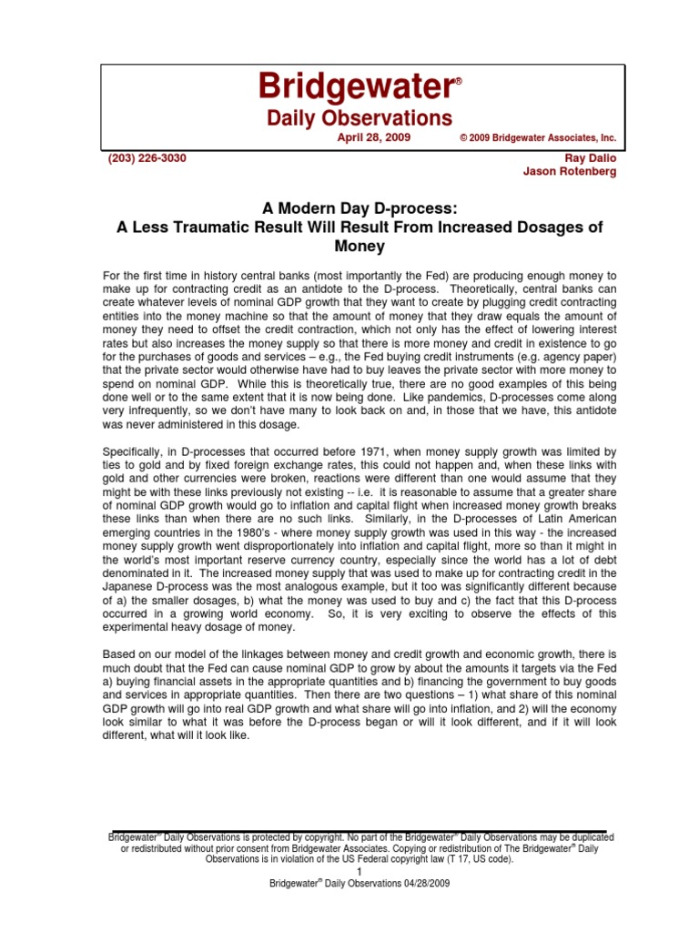 Bridgewater Daily Observations 4 28 2009 A Modern D Day Process Money Supply Money