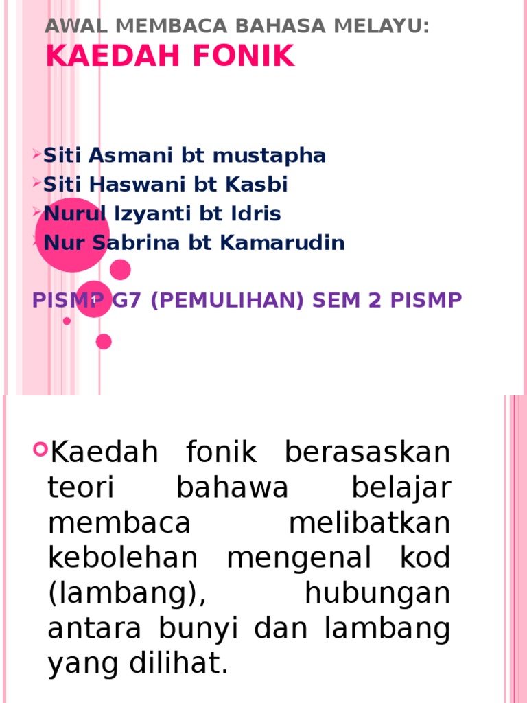 Kaedah Fonik untuk Murid Pemula | PDF