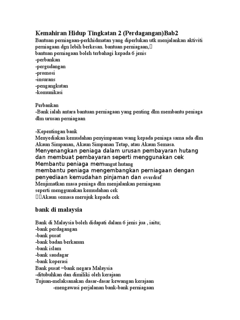 Nota Kemahiran Hidup Tingkatan 2 Pdf