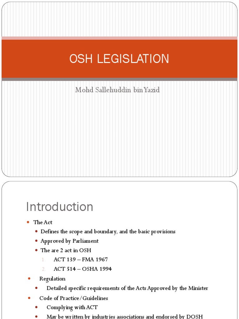 Overview of OSHA 1994 Legislation | PDF | Business | Law