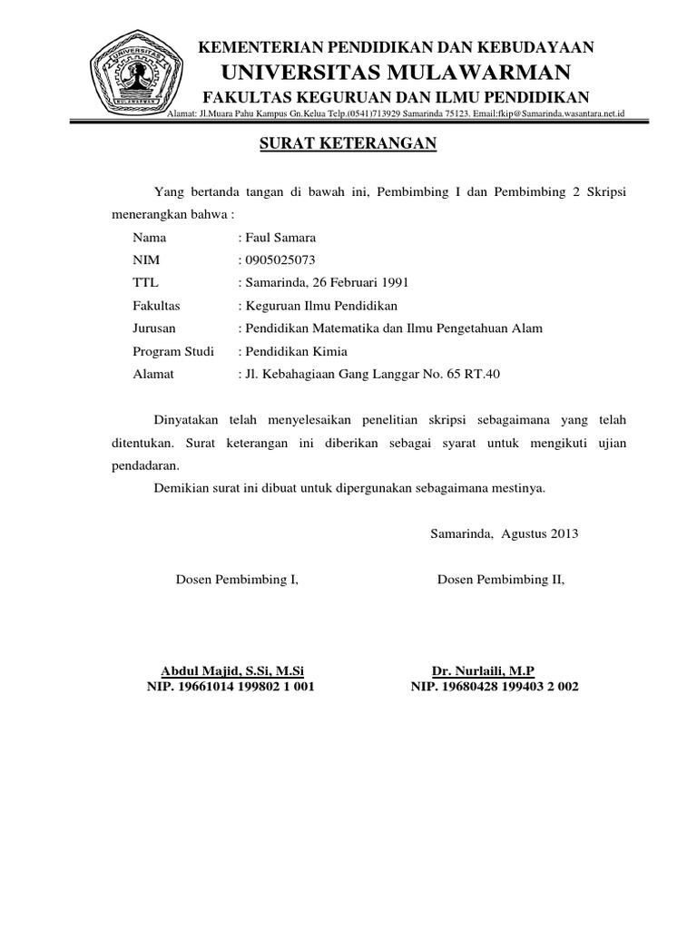 Surat Keterangan Dosen  PDF