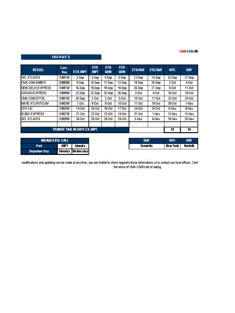Cma Cgm Schedules Shipping Companies Merchant Navy