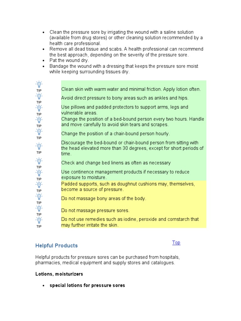 Cleaning and Treating Bed Sores | PDF | Wound | Topical Medication