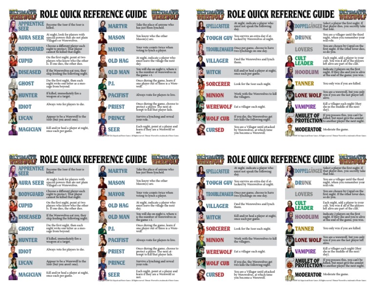 Role Chart Werewolves Supernatural Legends