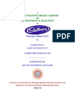 Summer Training Project Report on Recruitment & Selection at Cadbury India