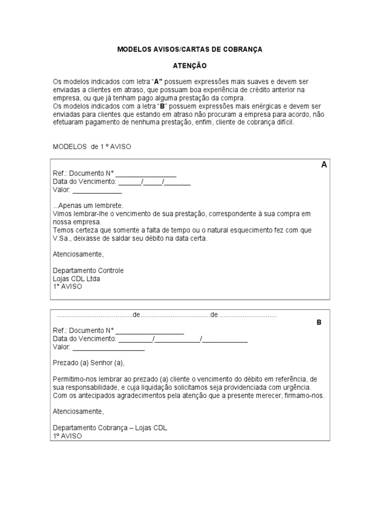 Modelos de Carta de Cobranca | PDF, image size:768x1024