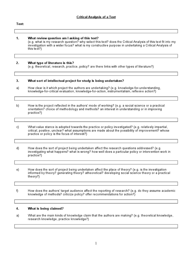 Critical Analysis Framework Guide | PDF | Critical Thinking | Theory